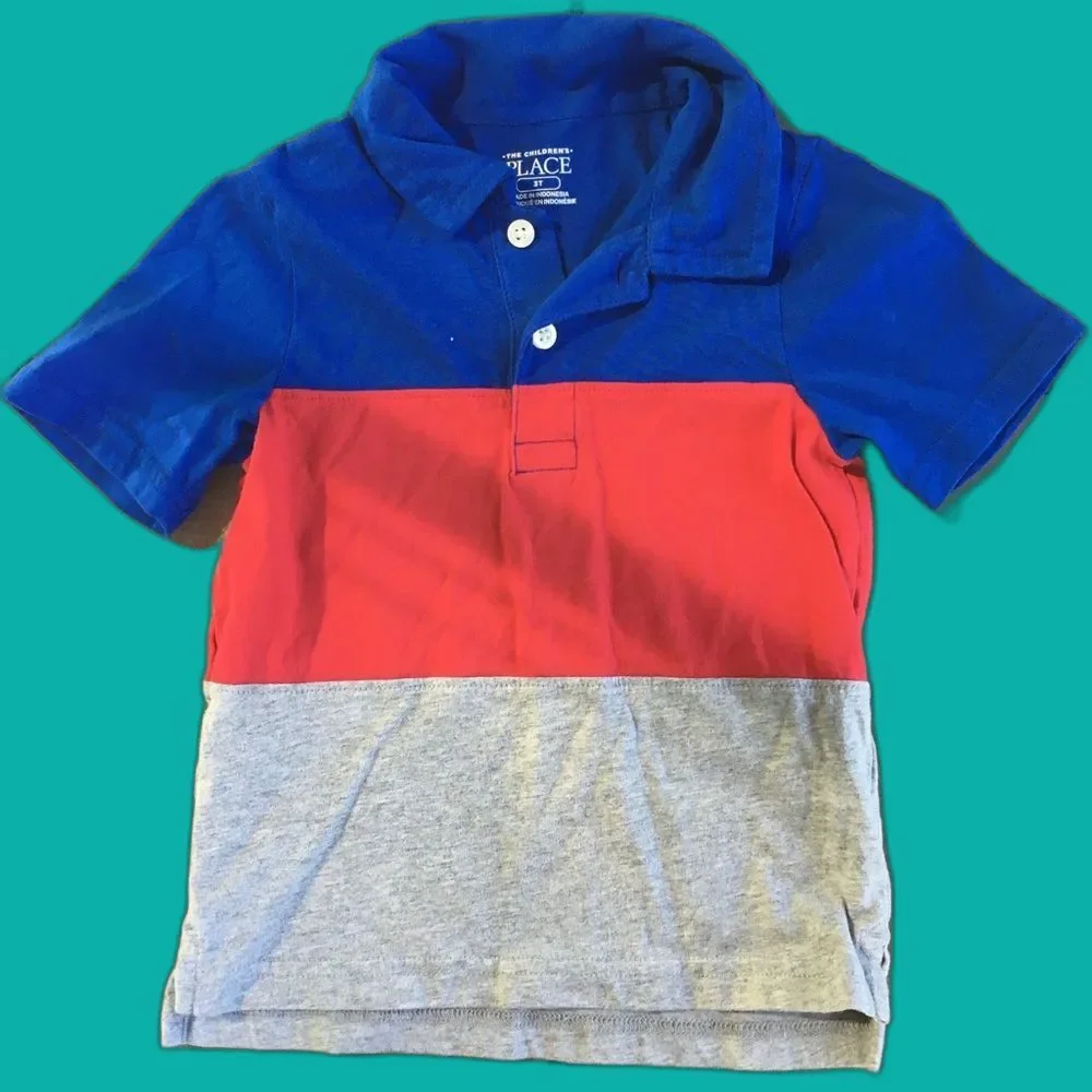 Blue, Red, and Grey Polo